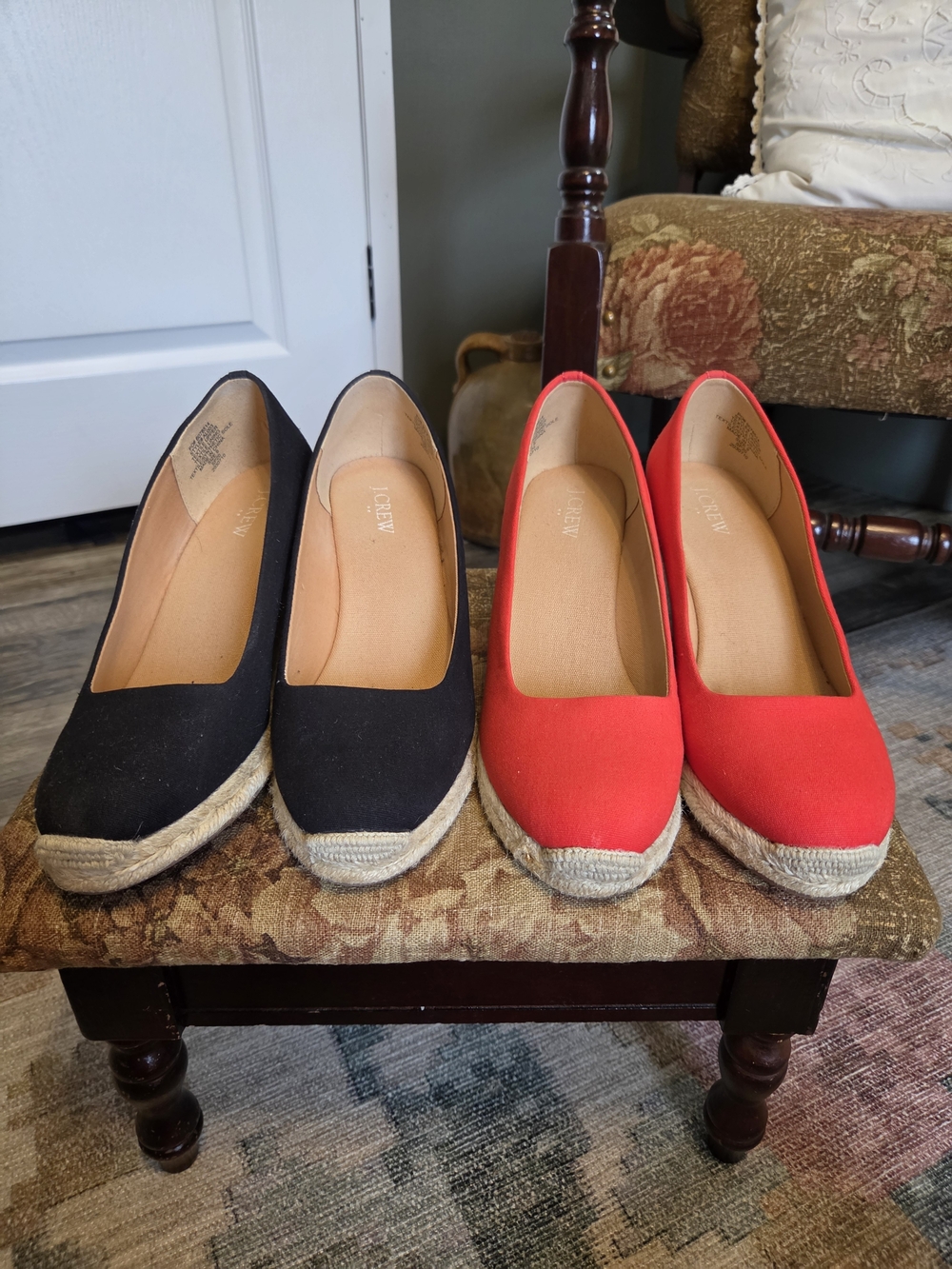 J. Crew Women’s Espadrille Wedges - Black & Red
